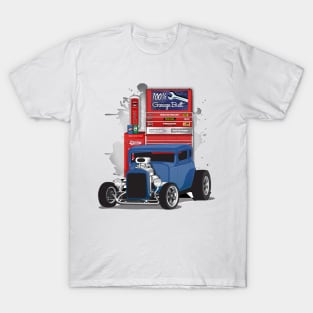 Blue 1932 Chevy 5 Window Coupe Hot Rod Garage Built Print T-Shirt